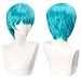 PORSMEER Mens Short Blue Wig Costume Cosplay Anime Hair, Jasa Idol Costume Wig Halloween Accessory Hair