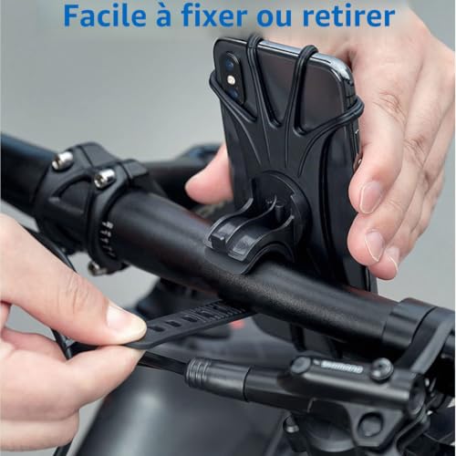 Kinizuxi Support Téléphone Vélo 2Packs,Support Telephone Moto Universel Réglable 360° Rotation Anti-Vibrations en Silicone Compatible avec iPhone Samsung Galaxy et Autre Appareils4,7-6,8 Pouces – vue 5
