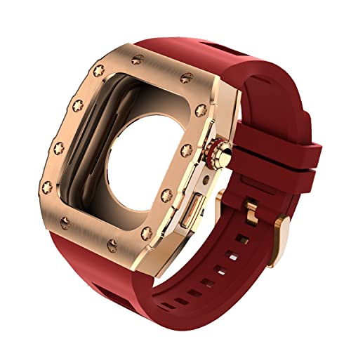 Kit de modification luxe pour Apple Watch boîtier métal argent et bracelet jaune - 4