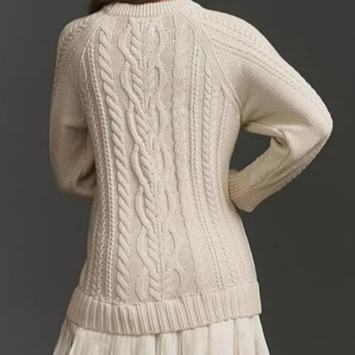 Women Crewneck Cable Knit Sweater Mini Dress, Sweater Dress with Pleated Skirt, Sweaterdress Skirt2