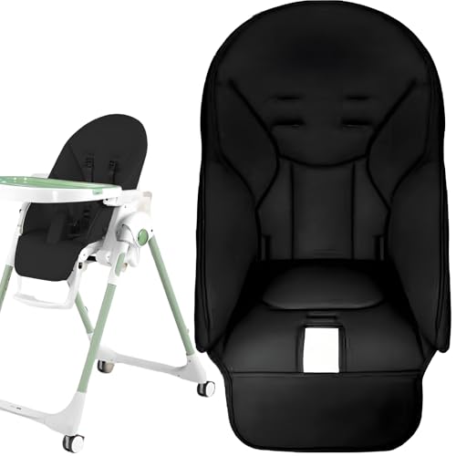High Chair Cover Replacement Compatible with Pegs Perego Siesta Zero3 High Dinner Chair Seat Soft Cushion PU Leather Black