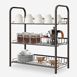 Spice Rack for Countertop Free Standing 3-Tier spice tray Kitchen Seasoning Rack Herb Jar Shelf Organiser Pantry Storage, adjustable & expandable bronze