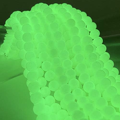 [ABCgems] Glow in Dark Mexican Green Aragonite AKA Cave Calcite (Extremely Rare- Exquisite Color) Tiny 6mm Smooth Round Beads for Beading & Jewelry Making