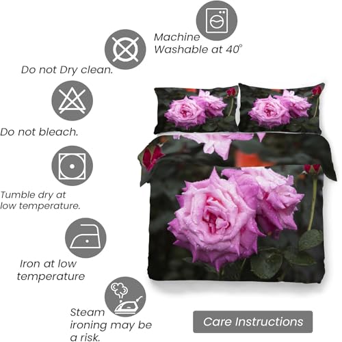 Housse de Couette 200x200 Violet Décoration Chambre Fleurie Rose