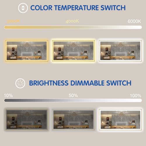 ISTRIPMF 40x32 LED Mirror for Bathroom with Gold Frame, Backlit and Front Lighted Bathroom Mirrors for Wall, Stepless Dimmable Vanity Mirror with Lights, Anti-Fog, Memory,Shatterproof