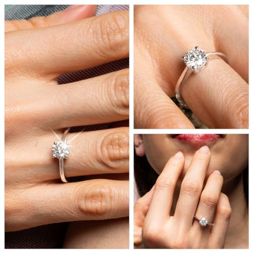 IGI Certified 0.5–4 Carat Lab Grown Diamond Ring for Women E-F Color VS Clarity Solid 14K Gold/Platinum/Sterling Silver Engagement Wedding & Anniversary Jewelry Gifts3