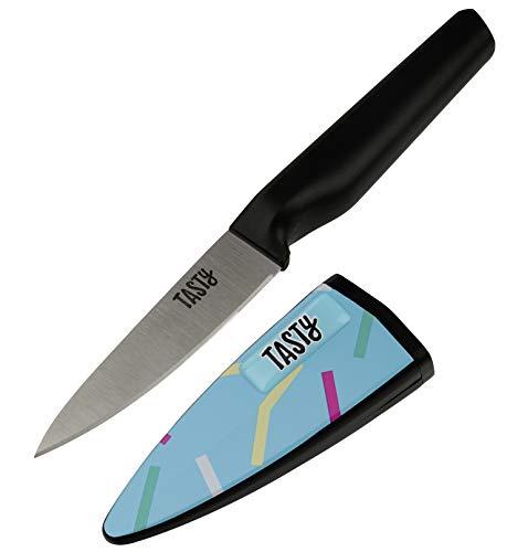 Tasty StaySharp Paring knife, 9cm, With Scabbard, Sharpening Cover, Stainless Steel, 20.5x10x26cm, Blue Pattern