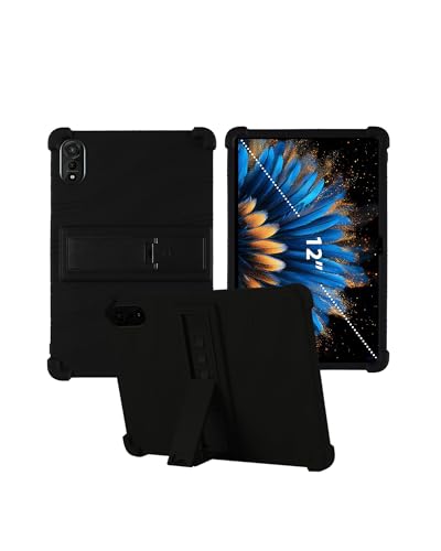 for Blackview MEGA 2 Tablet 12-inch Al Smart Tablet Case,BOVUGAC Soft Silicone Adjustable Stand Shockproof Kids Friendly for Blackview MEGA 2(2024 Model)(Black)