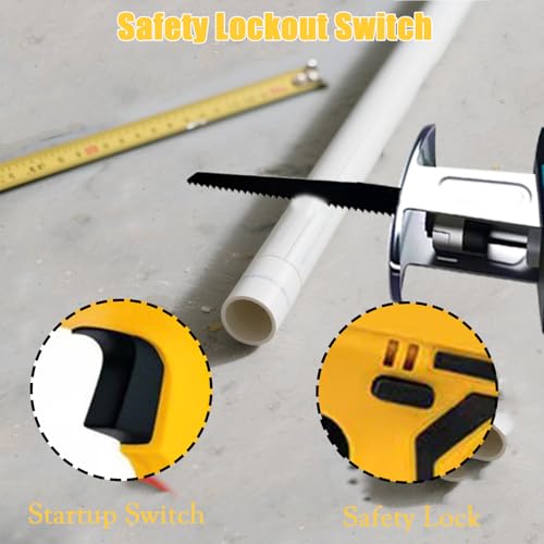 Yangtzone Reciprocating Saw for DeWalt 20V Battery, One-Handed Cordless Recipro Saw 0-3500 SPM Variable Speed, Easy Blade Change, 4 Blades for Wood/Metal/PVC Cutting(No Battery) thumbnail 3