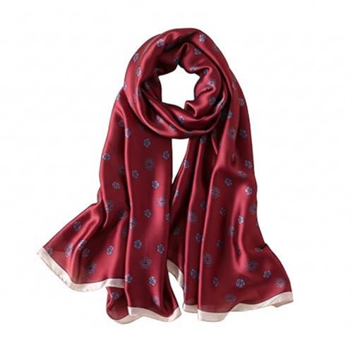 Image of Premium Silk Stole for Women | Lightweight Printed Silk Scarf & Hijab | Elegant Party (72 x 36 Inch) (Burgundy)
