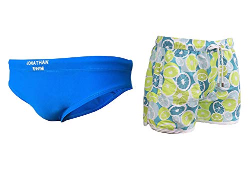 Jonathan Swim Men's Swim Briefs Blue (Size 40), Men's Swim Trunk Beach Shorts (Size S)