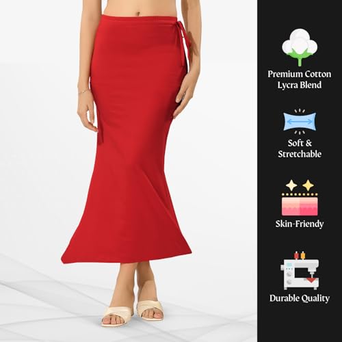 Image of TRASA Womens Saree Shapewear Petticoat, Cotton Lycra Petticoat, Skirts for Women, Shape Wear Dress for Saree