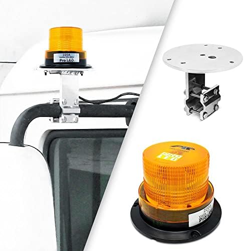 Pro Led Class 1 Amber Lens, Amber LED, Permanent Screw Mount Warning Light with Aluminum Mirror Mount Bracket Combo KIT - 10-30 Volt DC