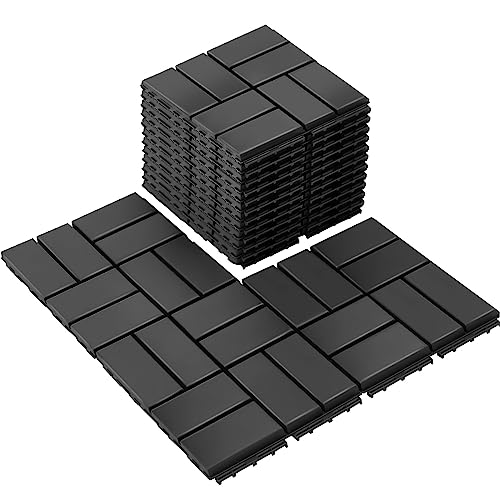 Sasylvia 36-Piece Interlocking Deck Tiles 12x12" Dark Grey