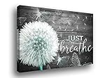 Just Breathe Wall Art White Dandelion And Butterflies Canvas Wall Art For Living Room Bedroom Bathroom Decoration Flower Flora Dandelion Picture Prints Artwork Framed Ready To Hang 16x24 Inch