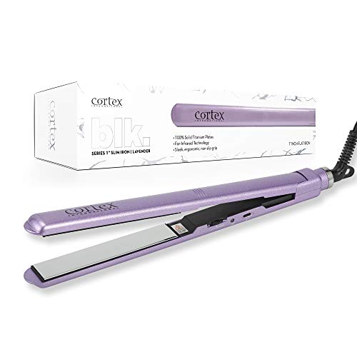 Cortex International Black Series 1 Inch Titanium Plated Professional Ultra Thin Straightening Iron - Slim Collection Ultra Light Flat Iron Pearlescent Colors (Lavender)