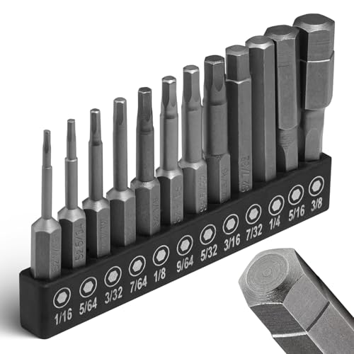 Image of 12PCS Hex Head Allen Wrench Drill Bit Set,SAE Hex Bit Set,1 /4 Inch Square Shank Impact Hex CNC Machined Screwdriver Bits(50mm)