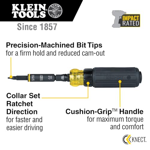 Klein Tools 32500HDRT Knect 11"-1 Ratcheting Impact Rated Screwdriver/Nut Driver thumb #1