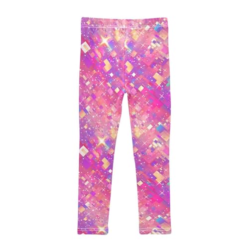 KLL Pink Glitter Texture Blush Girls Athletic Leggings Fashion Full Length Workout Pants Running2