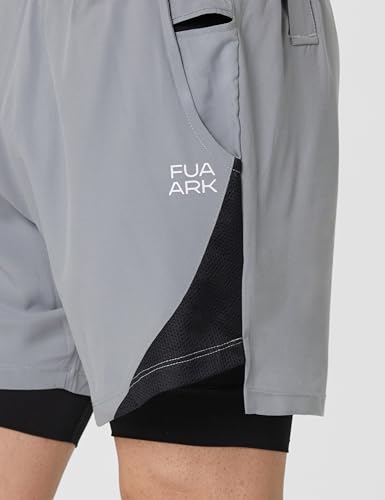 Image of FUAARK 2 in 1 Compression Shorts for Men for Gym, Sports, Running & Cycling Activities with Pocket