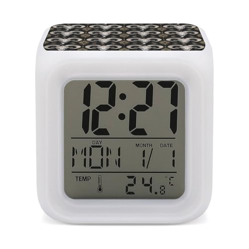 Reloj despertador digital para dormitorio, diseño de calavera de carnero místico, lindo reloj digital con luz nocturna de 7 colores, adecuado para decoración de habitación