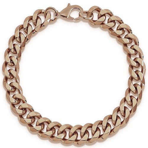 CYUXING Pure Copper Bracelet for Men, Jewelry Gift Solid Copper Link Comfortable Wear Fashionable 8.5in Chain Valentines Day Men Women Buckle Design Accessories Rose Gold