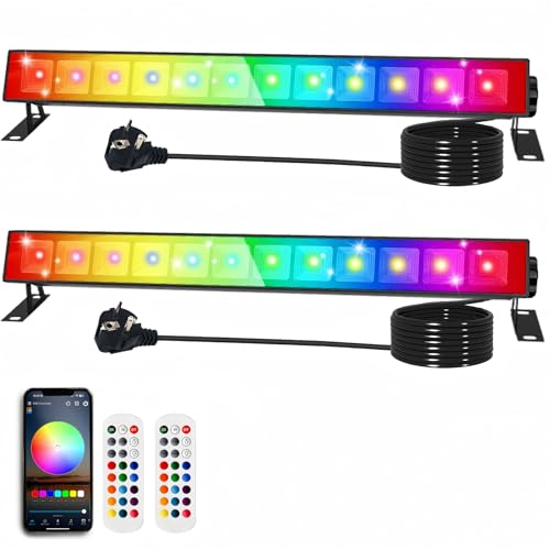 Indmird RGB LED Strahler 30W, 2Stück Rgb Strahler Outdoor mit 360° Fernbedienung und Bluetooth APP Led Wallwasher IP66 Wasserdicht Partylitcht für Garten Feiern Bühnenlichter Weihnachten Halloween