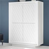 Kasalinea - Aparador alto blanco lacado mate con motivos de rayas TANGUY