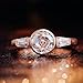 Dsnyu Rose Gold Wedding Ring, Eternity Band Rings for Women 9K Rose Gold Elegant with Round Cut Moissanite 2ct Band Fashion Trendy Size 5.5