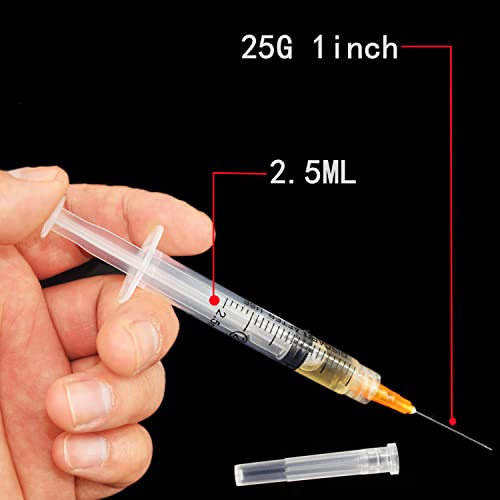 25 Pack 2.5ml Plastic Syringe Luer Lock with 25Ga, Single Individually Wrapped - Thumbnail 3