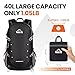 Venture Pal 40L Lightweight Packable Travel Hiking Backpack Daypack-Black