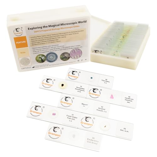 Image of 30 Prepared Microscope Slides with Specimens for Kids Students - Animals Plants Insects Microorganism, for Biological Science Lab, Children's Science Education, Homeschool
