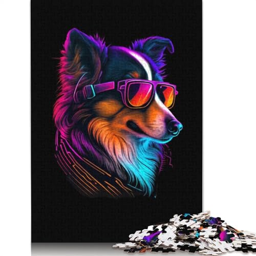 Puzzle Collie 1000 pièces pour Adultes, Puzzles en Bois, Casse-têtes pour Enfants, 1000 pièces (75 x 50 cm)