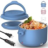Aotto Electric Lunch Box, 32 oz Portable Food Warmer Heater, Lunch Warmer Portable for Work/Office/Car/Travel 12V/24V/110V 3-in-1, Warming Soup & Meal, Spill-Free, Men & Women's Gifts, Blue
