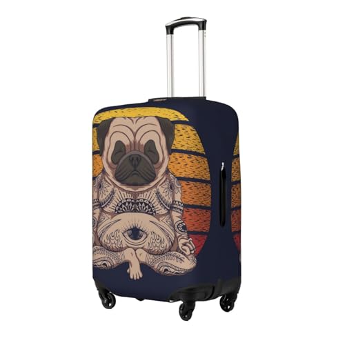 Pug dog Yoga Luggage Cover Washable Elasticated Luggage Covers for Suitcase tsa Approved Stylish Dust and Scratch Resistant Luggage Case Protector for Kids and Adults -2