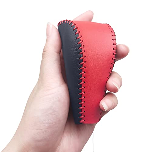 Sunbreath Compatible With Genuine Leather Hand-Stitched Handbrake Cover Gear Shift Knob Cover Interior Accessories Protective Cover Decoration For Toyota Rav4 2009 2010 2011 2012 Black Red #TOP3