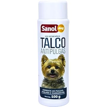 Sanol Dog Talco Para Pêlos De Cães Antipulgas 100 G Branco