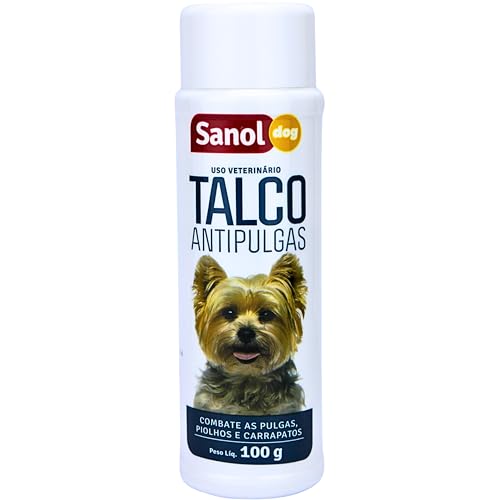 Sanol Dog Talco Para Pêlos De Cães Antipulgas 100 G Branco