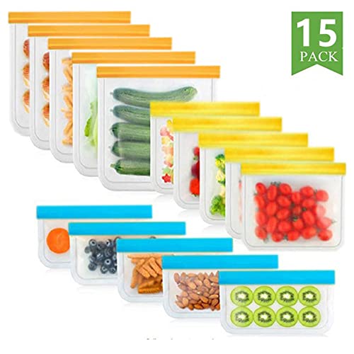 Sacchetti Per Alimenti 15 pz/set di sacchetto di cibo in silicone glassato Peva. Sacchetto di stoccaggio del cibo riutilizzabile Top Borsa con congelatore perdite da perdita da cucina Borsa da cucin