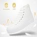POVOGER Platform Sneakers for Women Fashion High Top Canvas Shoes White Womens Platform Shoes Casual Lace Up Mid Top (All White,US09)