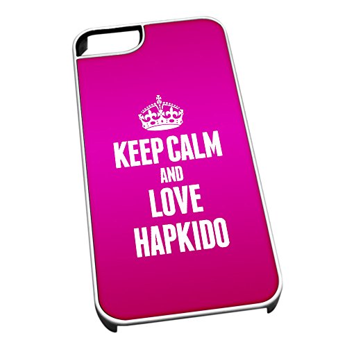 Bianco Cover per iPhone 5/5S 1764 Pink Keep Calm e...