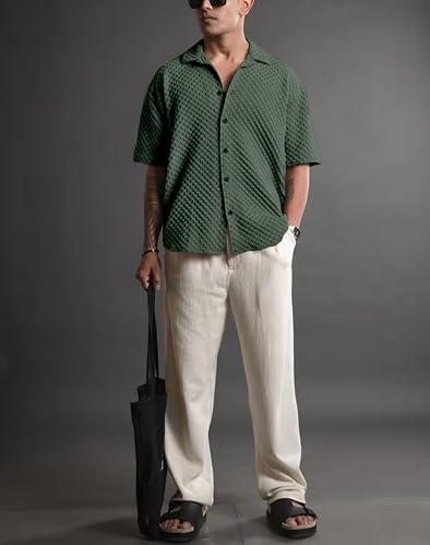 Image of NexaFlair Casual Shirt for Men|| Shirt for Men|| Men Stylish Shirt||Button Down Shirts Half Sleeve Bubble Fashion Textured Shirt