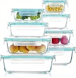 Juego de Recipientes de Vidrio Herméticos, MCSWSEE Contenedores de Vidrio, Botes Herméticos para Cocina, Almacenamiento...
