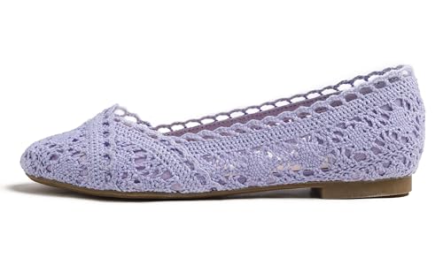 Image of FEVERSOLE Women's Comfort Breathable Knit Crochet Shoes Lace Ballet Flats