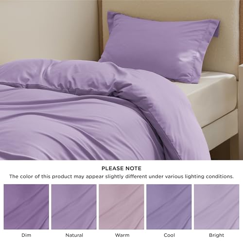 Image of Bedsure Duvet Cover Twin /Twin XL Size - Soft Double Brushed Bedding Set for Kids & Adults, Zipper Closure, 2 Pieces, Includes 1 Duvet Cover (68 inchx90 inch) & 1 Pillow Sham, NO Comforter, Light Purple | For Kids & Adults, 68 inchx90 inch Comforter Cover, Hotel Luxury, All Season, Breathable, Easy Care, Lightweight, Zipper Closure