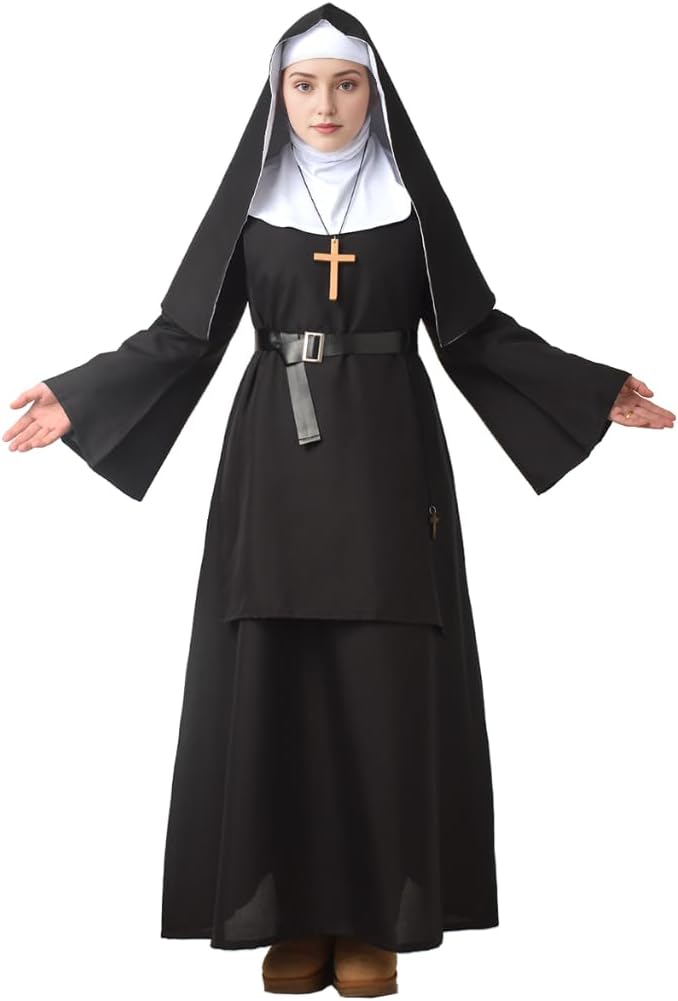 GRACEART The Nun Religious Outfit Movie Classic Halloween Gown Fancy Dress Costume for Adults