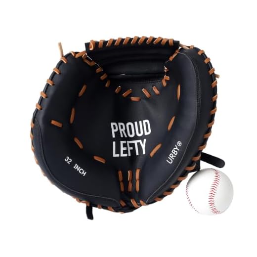 Urby Baseball Glove Left-Handed Catchers Mitt, 32in, Youth & Adult, Black