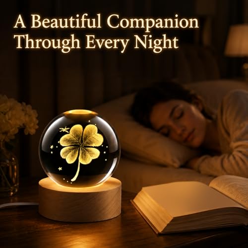 Veilleuse Boule Cristal 3D Trèfle LED USB TaimeiMao