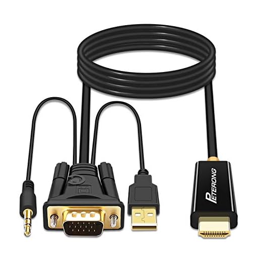 PETERONG VGA till HDMI-kabel 180 cm 1080P@60Hz VGA till HDMI-adapter med 3,5 mm ljud för PC, bärbar dator, TV-box till bildskärmen, HDTV, projektor, skärm