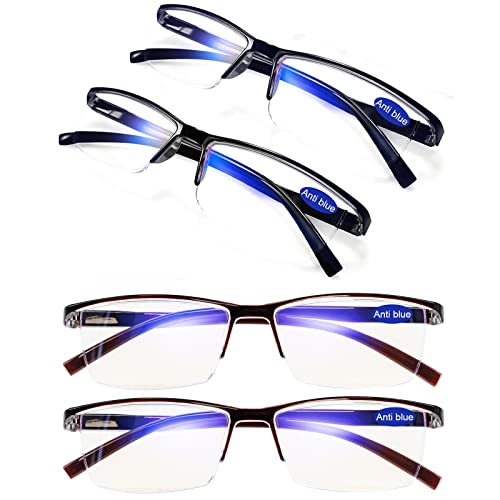 WEMOOTANTS 4 Packs Blue Blocker Reading Glasses 2.0 Men Women Readers Computer Protection UV Filter Magnification Light Reader 1.0 1.25 1.5 1.75 2.0 2.25 2.5 2.75 3.0 3.5 4.0